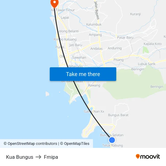 Kua Bungus to Fmipa map