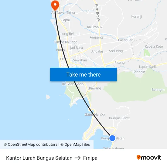 Kantor Lurah Bungus Selatan to Fmipa map