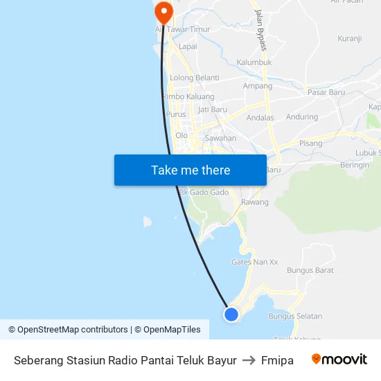 Seberang Stasiun Radio Pantai Teluk Bayur to Fmipa map