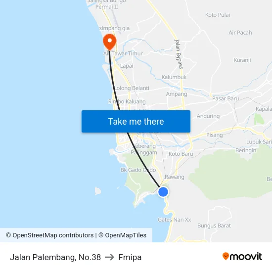 Jalan Palembang, No.38 to Fmipa map