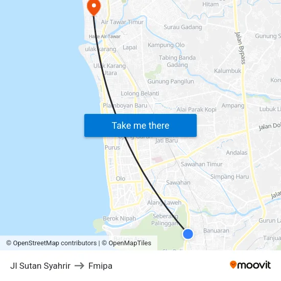 Jl Sutan Syahrir to Fmipa map