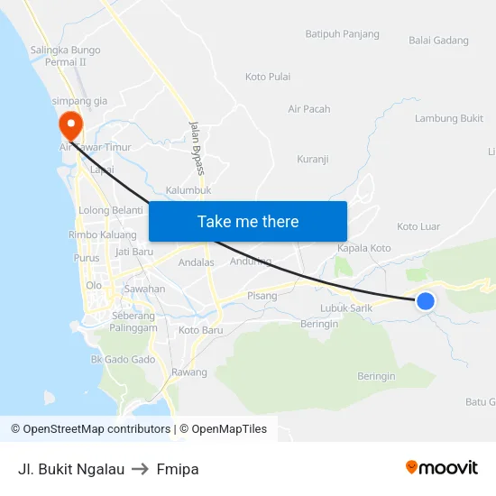 Jl. Bukit Ngalau to Fmipa map