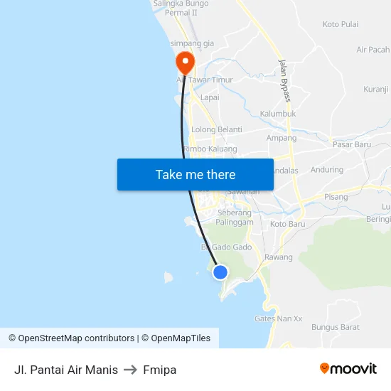 Jl. Pantai Air Manis to Fmipa map