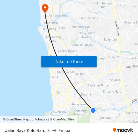 Jalan Raya Koto Baru, 8 to Fmipa map