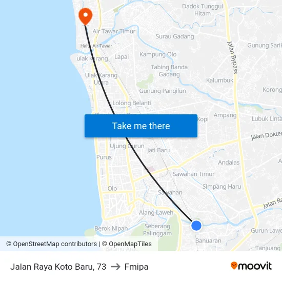 Jalan Raya Koto Baru, 73 to Fmipa map