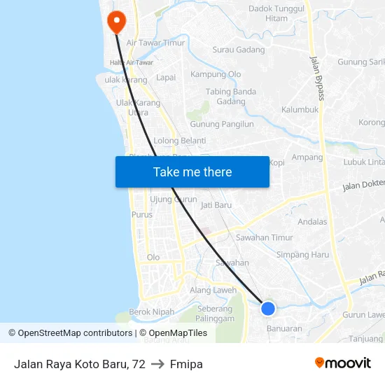 Jalan Raya Koto Baru, 72 to Fmipa map