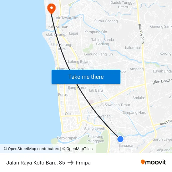 Jalan Raya Koto Baru, 85 to Fmipa map
