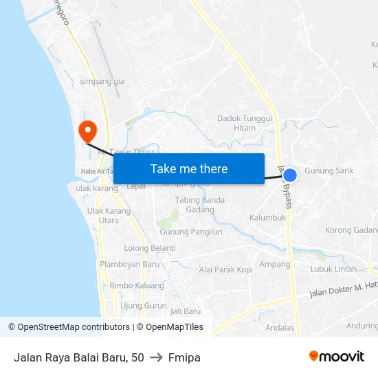 Jalan Raya Balai Baru, 50 to Fmipa map