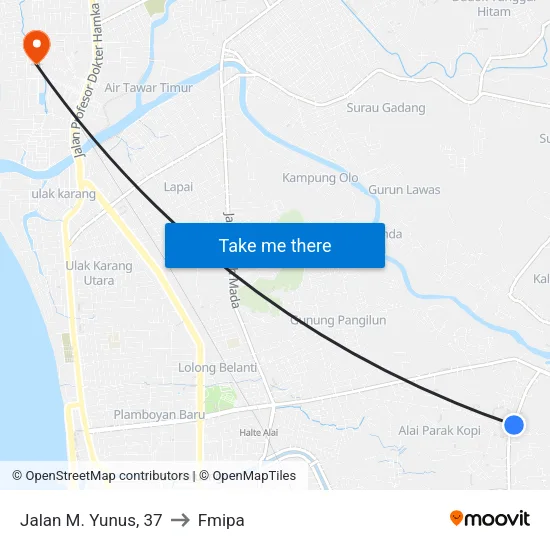 Jalan M. Yunus, 37 to Fmipa map