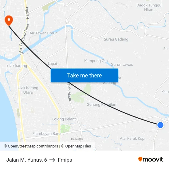 Jalan M. Yunus, 6 to Fmipa map