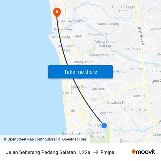 Jalan Seberang Padang Selatan Ii, 22a to Fmipa map