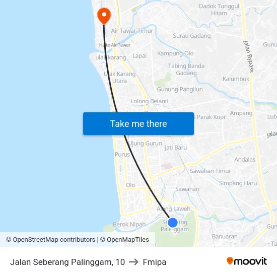 Jalan Seberang Palinggam, 10 to Fmipa map