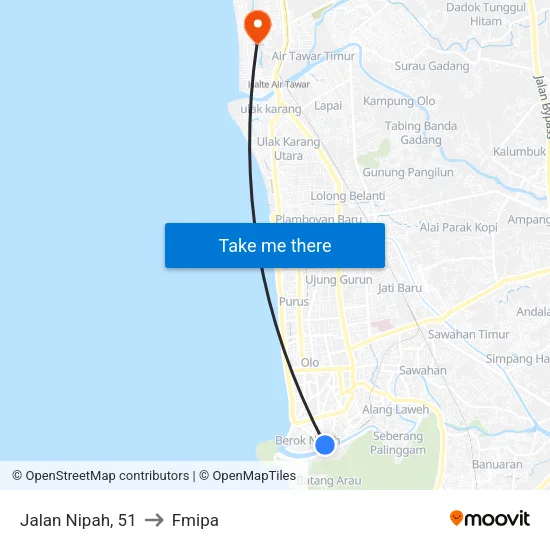 Jalan Nipah, 51 to Fmipa map