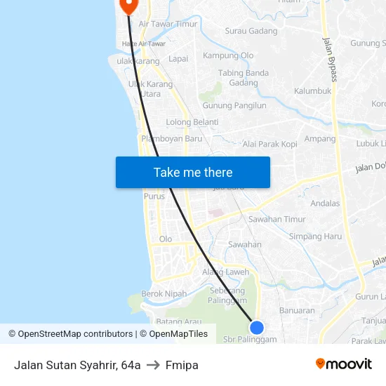 Jalan Sutan Syahrir, 64a to Fmipa map