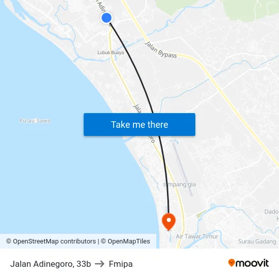 Jalan Adinegoro, 33b to Fmipa map