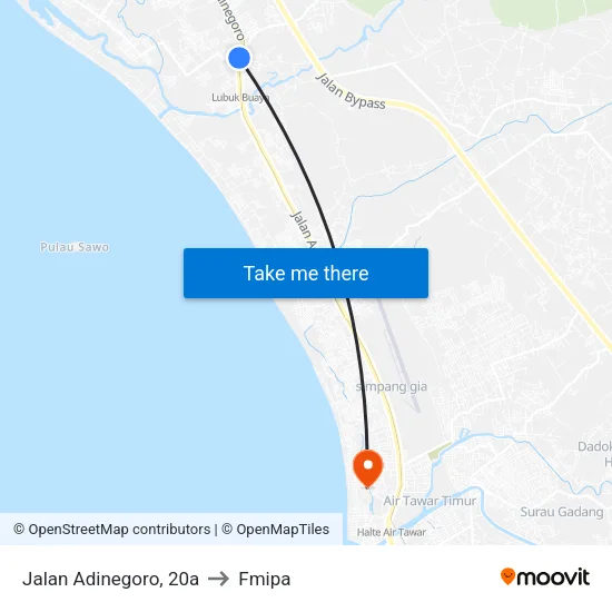 Jalan Adinegoro, 20a to Fmipa map