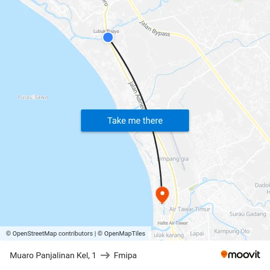 Muaro Panjalinan Kel, 1 to Fmipa map