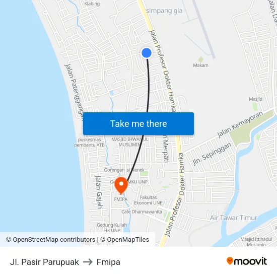 Jl. Pasir Parupuak to Fmipa map