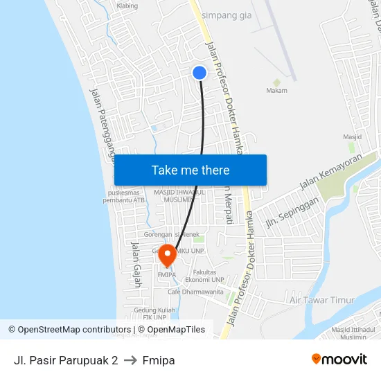 Jl. Pasir Parupuak 2 to Fmipa map