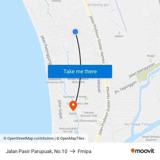 Jalan Pasir Parupuak, No.10 to Fmipa map