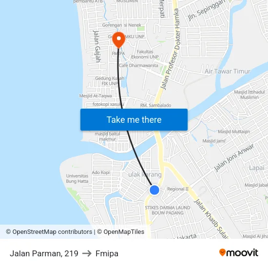 Jalan Parman, 219 to Fmipa map