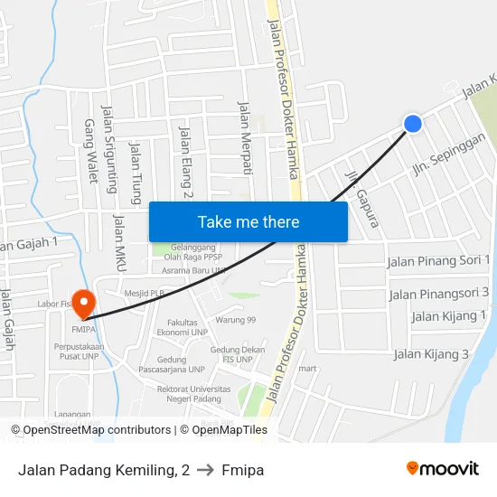 Jalan Padang Kemiling, 2 to Fmipa map