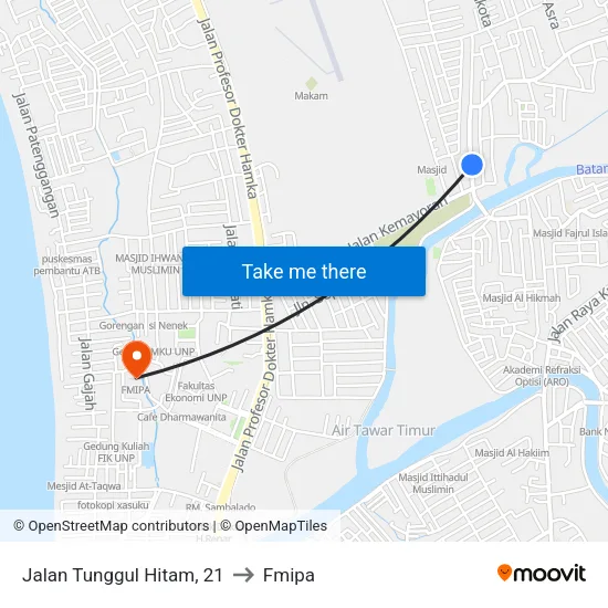 Jalan Tunggul Hitam, 21 to Fmipa map