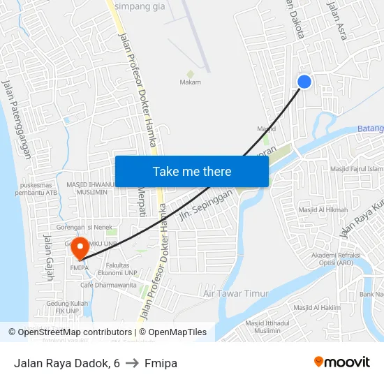 Jalan Raya Dadok, 6 to Fmipa map
