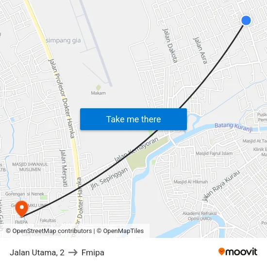 Jalan Utama, 2 to Fmipa map
