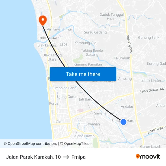 Jalan Parak Karakah, 10 to Fmipa map