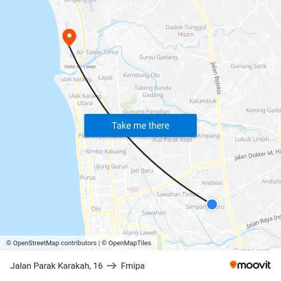 Jalan Parak Karakah, 16 to Fmipa map