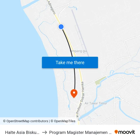 Halte Asia Biskuit 1 to Program Magister Manajemen Unp map