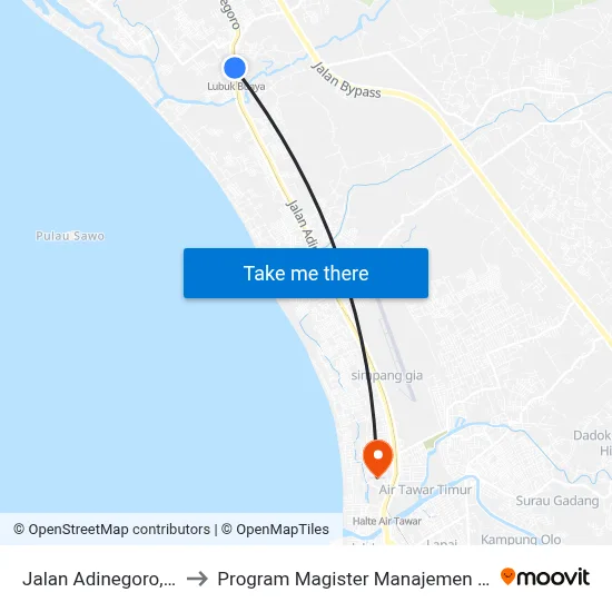 Jalan Adinegoro, 34 to Program Magister Manajemen Unp map