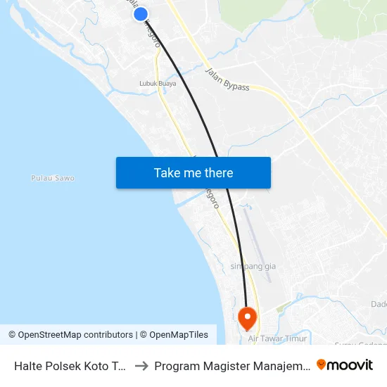 Halte Polsek Koto Tangah to Program Magister Manajemen Unp map