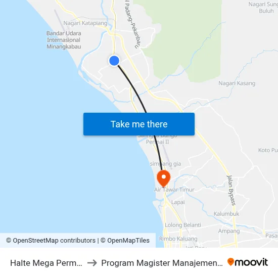 Halte Mega Permai 1 to Program Magister Manajemen Unp map