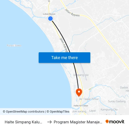 Halte Simpang Kalumpang 2 to Program Magister Manajemen Unp map