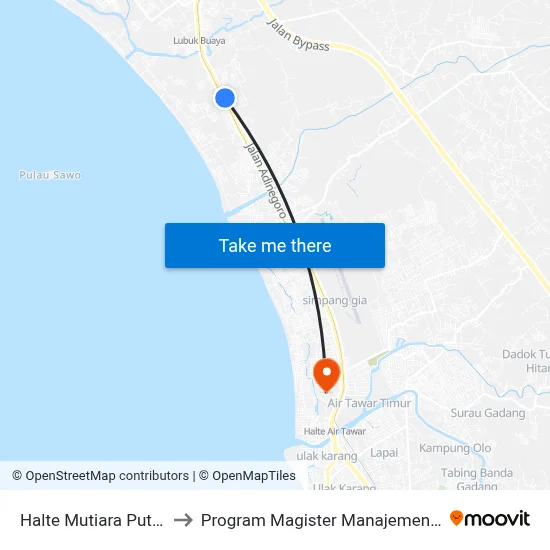 Halte Mutiara Putih 2 to Program Magister Manajemen Unp map