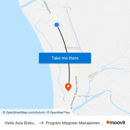 Halte Asia Biskuit 2 to Program Magister Manajemen Unp map