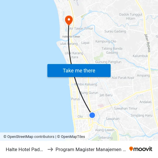 Halte Hotel Padang to Program Magister Manajemen Unp map