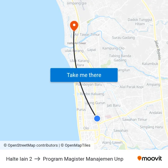 Halte Iain 2 to Program Magister Manajemen Unp map