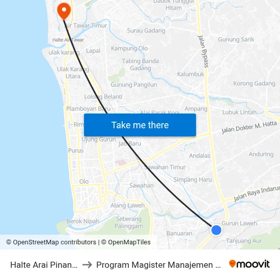 Halte Arai Pinang I to Program Magister Manajemen Unp map