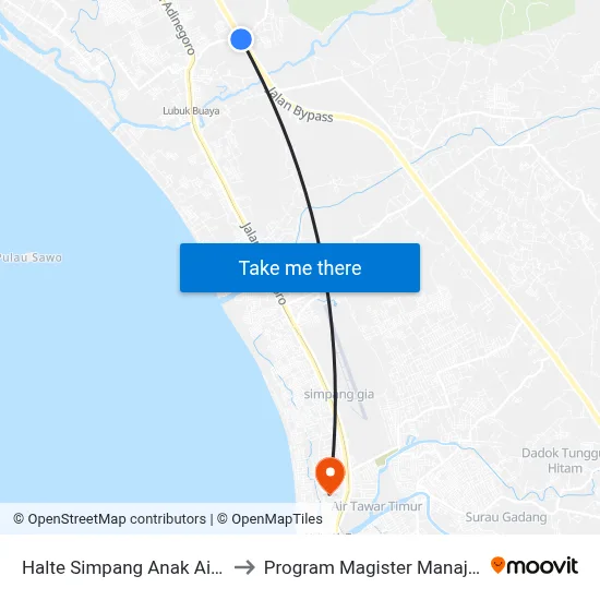 Halte Simpang Anak Aia by Pass to Program Magister Manajemen Unp map