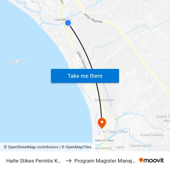 Halte Stikes Perintis Kalumpang to Program Magister Manajemen Unp map