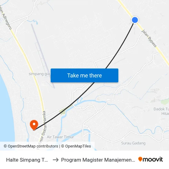 Halte Simpang Tvri II to Program Magister Manajemen Unp map
