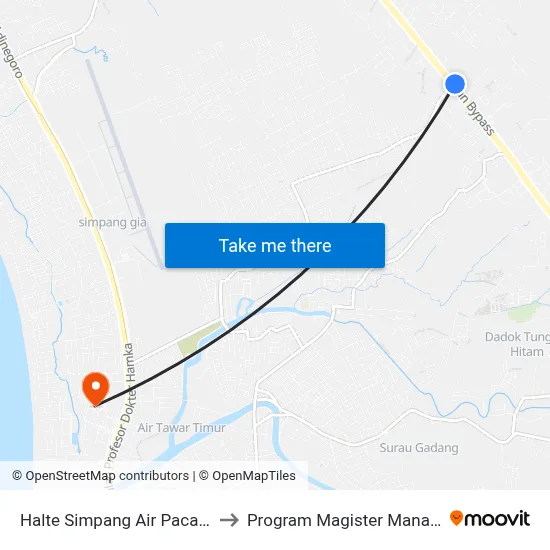 Halte Simpang Air Pacah Permai II to Program Magister Manajemen Unp map