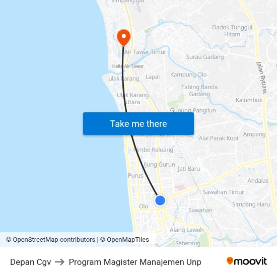 Depan Cgv to Program Magister Manajemen Unp map
