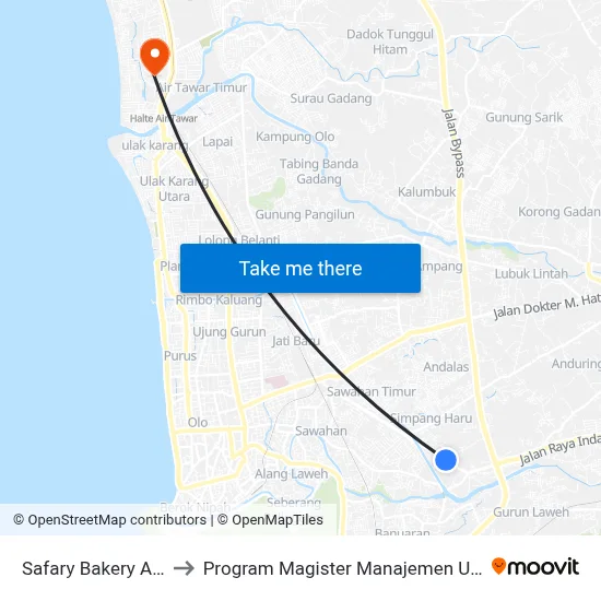 Safary Bakery Aru to Program Magister Manajemen Unp map