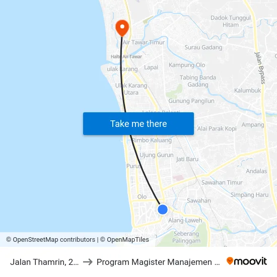 Jalan Thamrin, 21a to Program Magister Manajemen Unp map