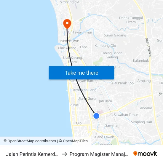 Jalan Perintis Kemerdekaan, 3 to Program Magister Manajemen Unp map