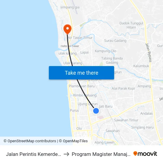 Jalan Perintis Kemerdekaan, 57c to Program Magister Manajemen Unp map